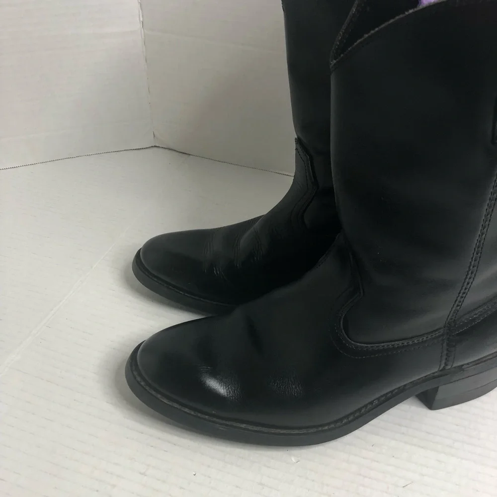 Texas Steer Cowboy Boots Mens Size 9.5 Leather Black Boots Oil Resistant
